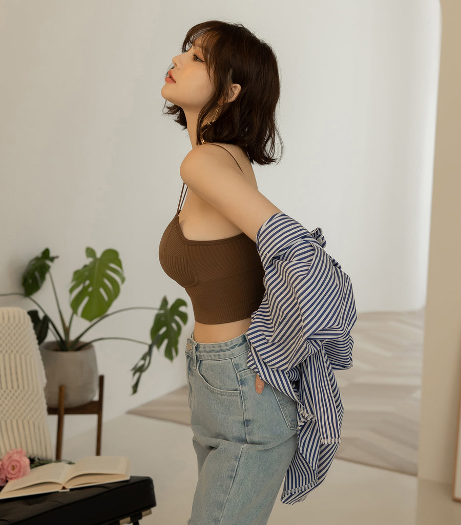 Triangle Cup Screw Thread Loose Low Chest Circumference Bra Coffee