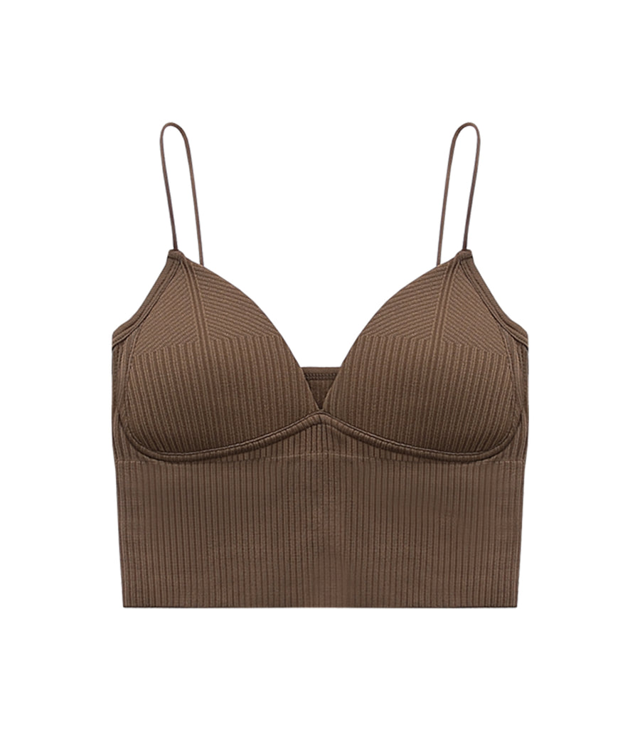 Triangle Cup Screw Thread Loose Low Chest Circumference Bra Coffee