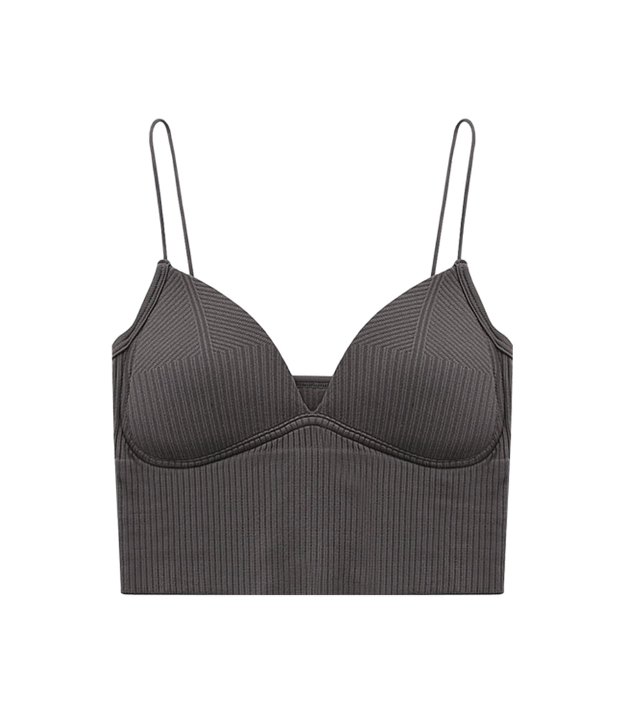 Triangle Cup Screw Thread Loose Low Chest Circumference Bra Dark Grey