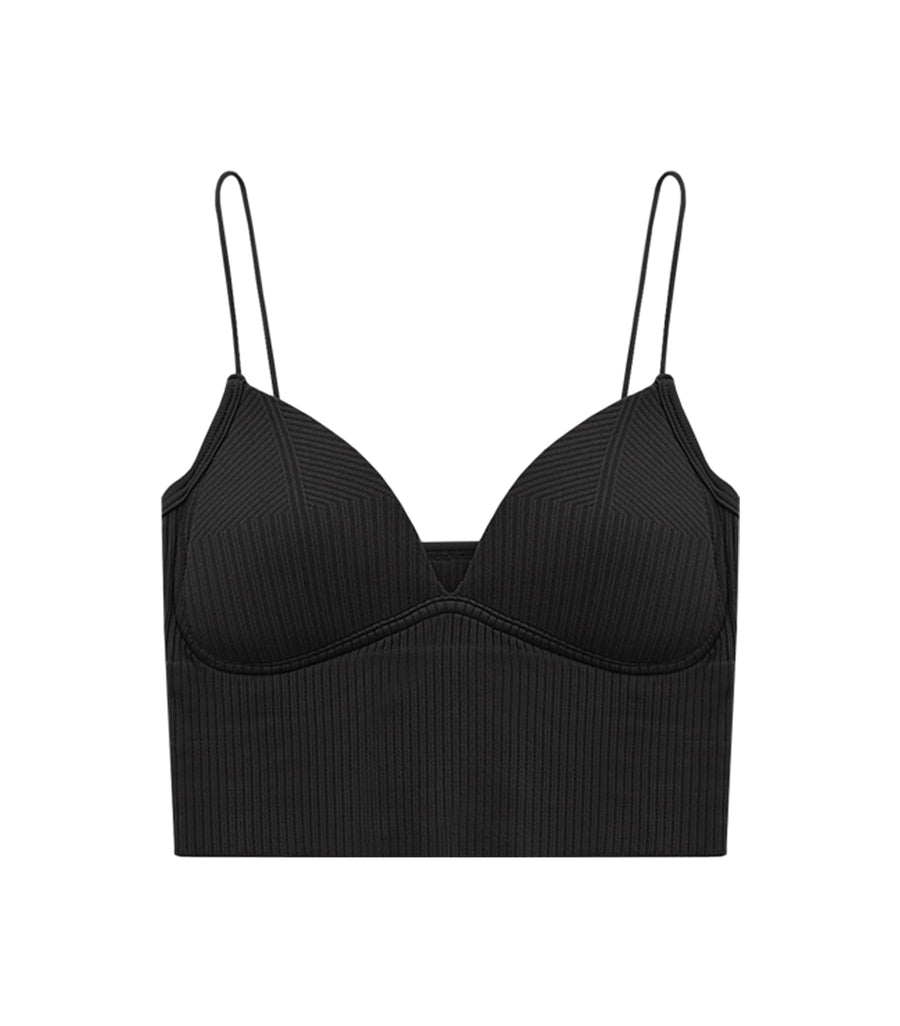 Triangle Cup Screw Thread Loose Low Chest Circumference Bra Black