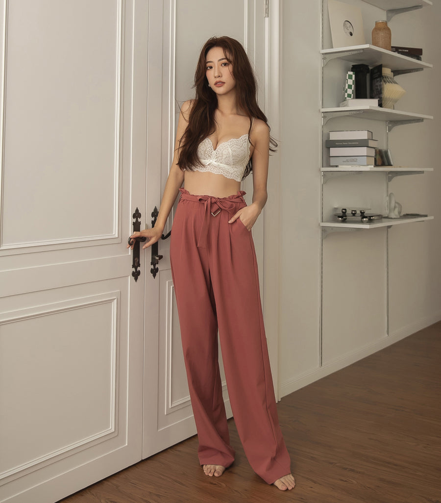 Comfortable Blooming Coverage Concentrated Bralette Bra Set Apricot