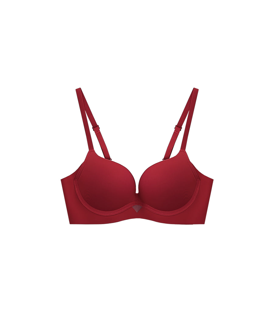 Concentrated Comfortable Plain Hollow Seamless Beauty Bra-Without Panties Red