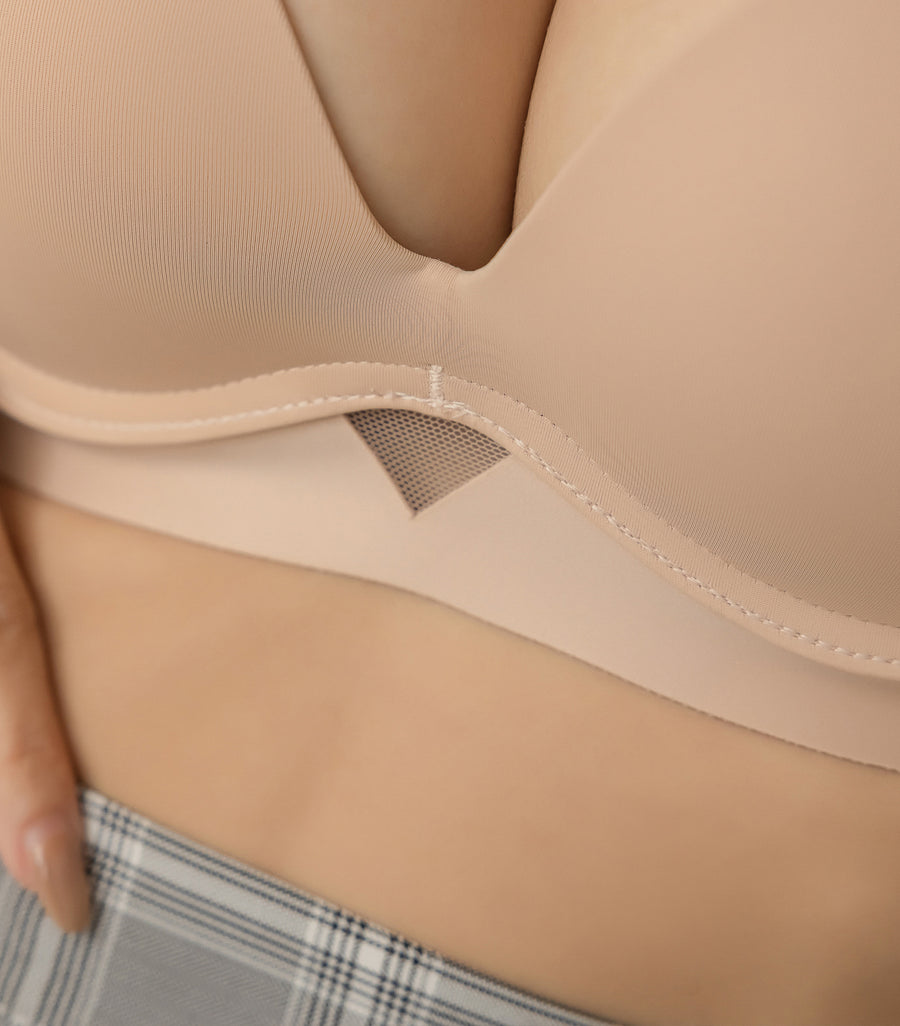 Concentrated Comfortable Plain Hollow Seamless Beauty Bra-Without Panties Nude