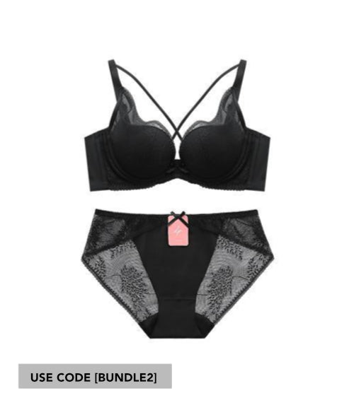 Gorgeous - S-Shape Soft Wire Bra Set Luxurious Black