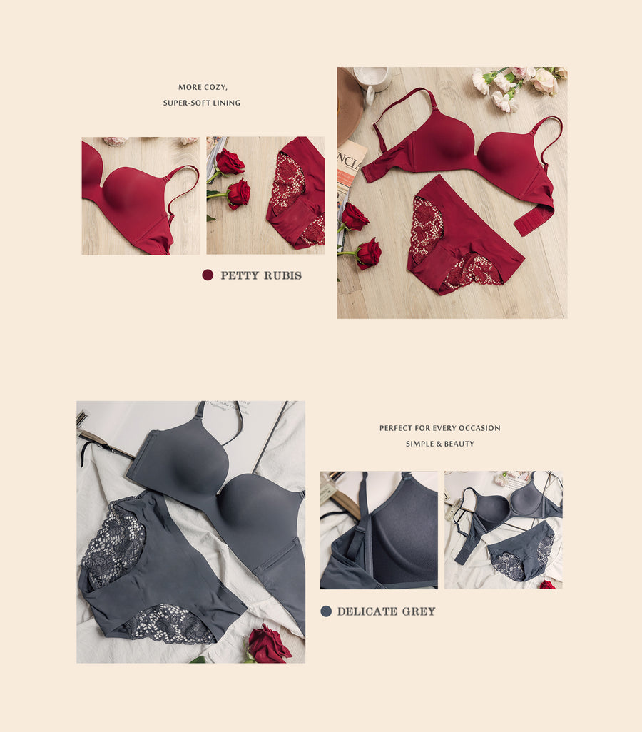 Beauty-Milky Seamless Fabric Wireless Bra Set Light Blue