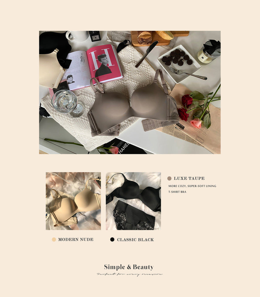Beauty-Milky Seamless Fabric Wireless Bra Set Pastel Violet
