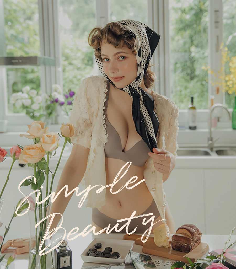 Beauty-Milky Seamless Fabric Wireless Bra Set Pastel Violet