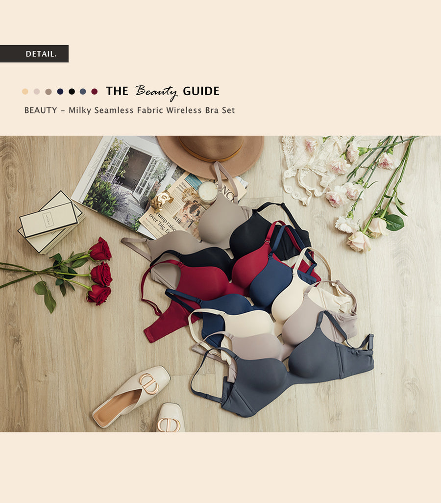 Beauty-Milky Seamless Fabric Wireless Bra Set Pastel Violet