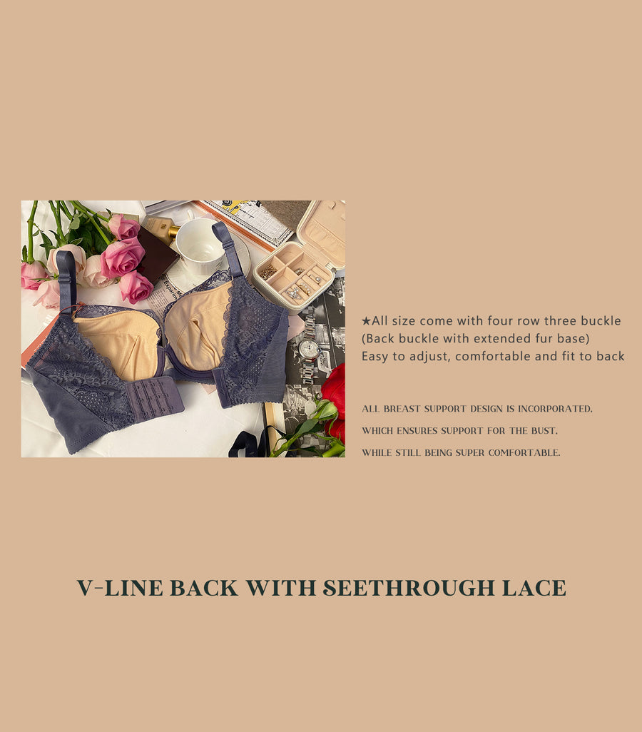 Lovely - Sexy Back Beauty Lift & Supportive Soft Wire Bra Set Nude Beige