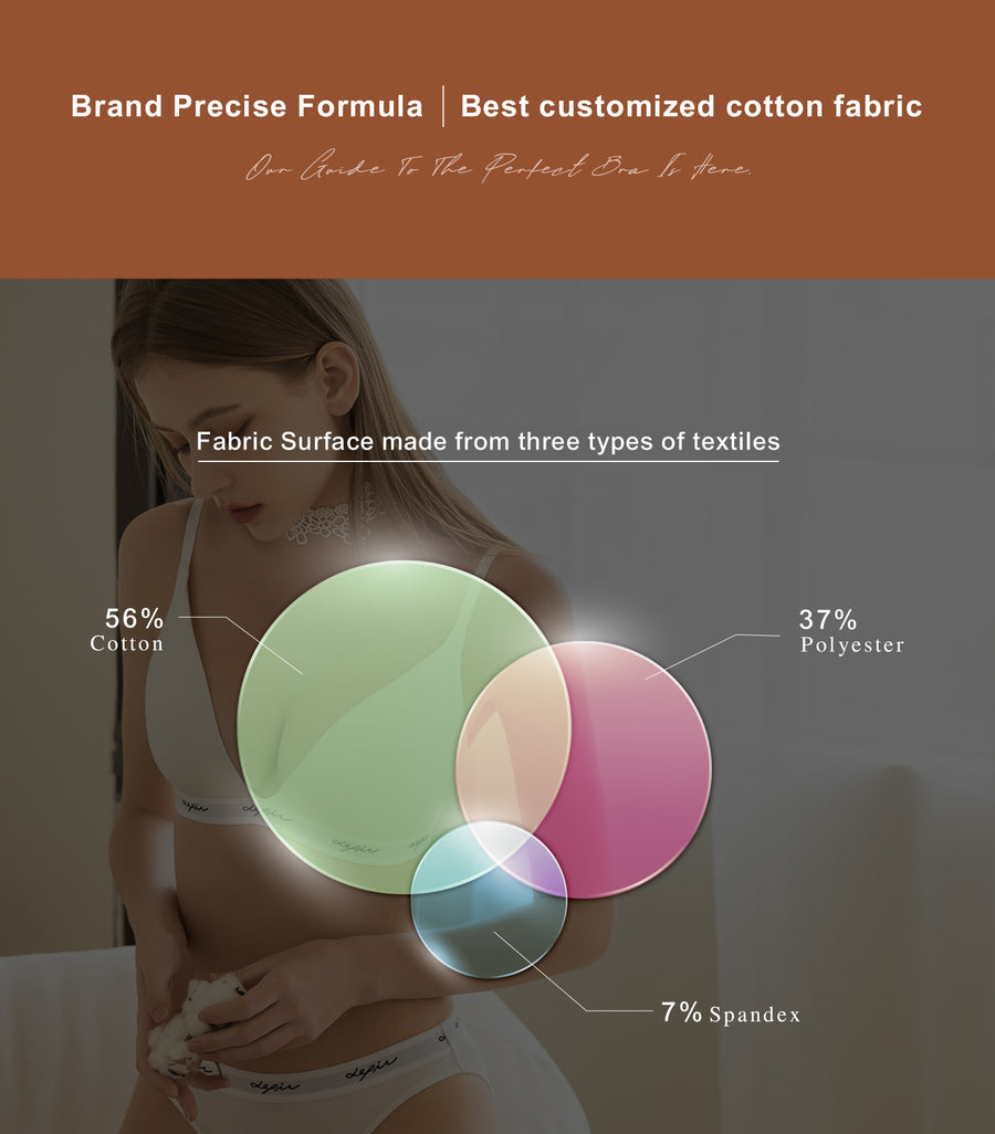 MODISH - Deep V Beauty Plunge Wireless Cotton Comfy Bra Set Romantic Rose