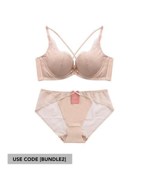 Gorgeous - S-Shape Soft Wire Bra Set Earl Grey Milk