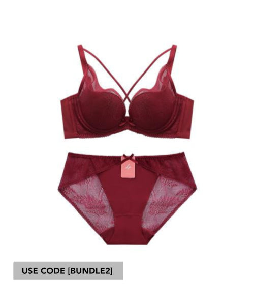 Gorgeous - S-Shape Soft Wire Bra Set Rosey Red